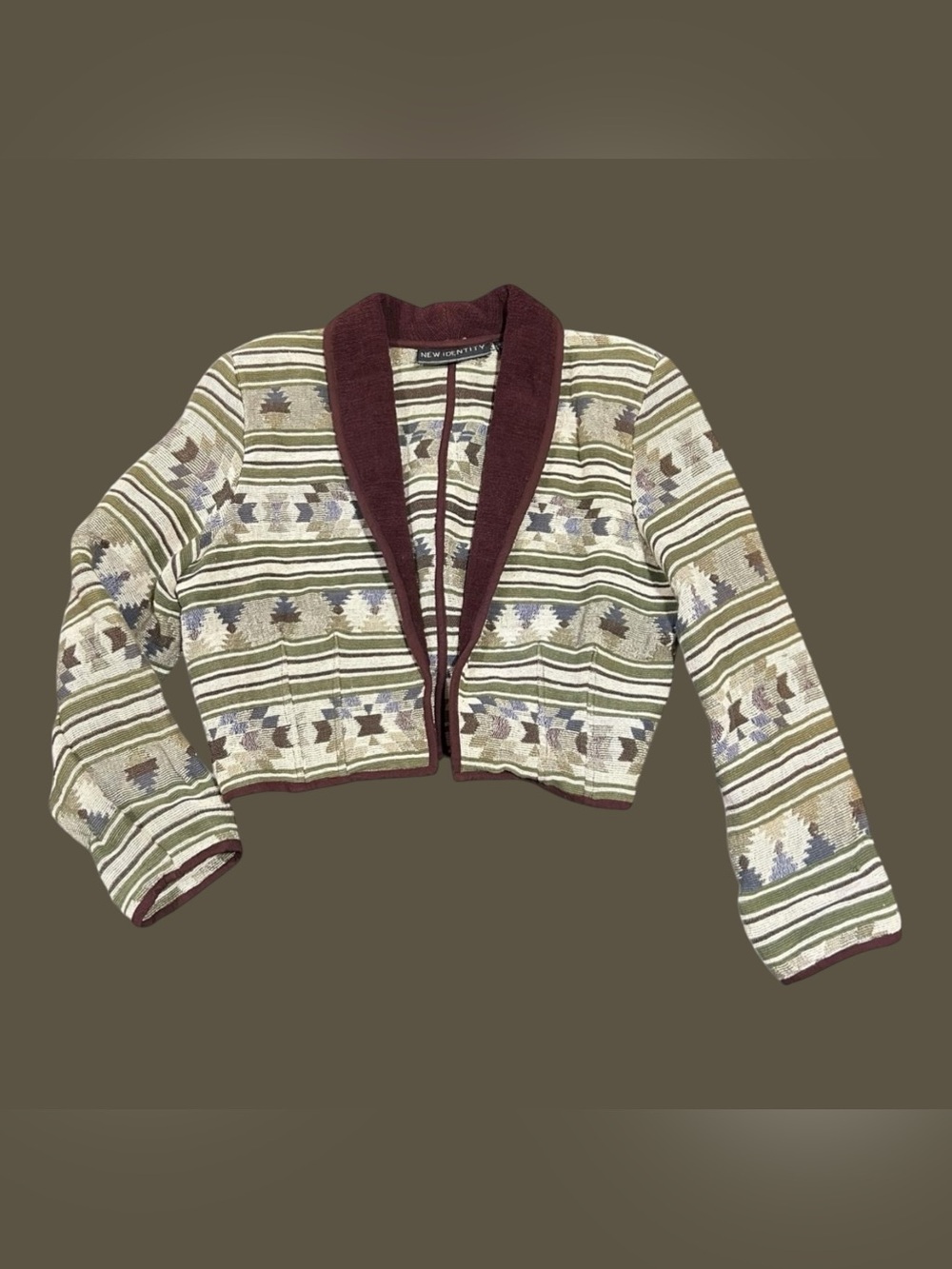 New Identity Vintage ‘90s Southwestern Woven Cropped Cardigan Jacket